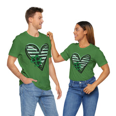 St. Patrick's Day Heart Tee - Unisex Jersey Short Sleeve Shirt with Clover Design