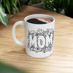 Floral 'Mom' Ceramic Mug - Perfect Gift for Mother's Day & Everyday Use