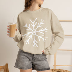 Cozy Snowflake Crewneck Sweatshirt for All Seasons |Hand drawn, Lounging, Holidays, Snow