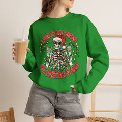 Christmas Skeleton Unisex Sweatshirt - Rude Humor - Party Sweatshirt- Holiday Humor