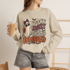 "Spooky Sweet Slightly Unhinged" Halloween Ghost Sweatshirt