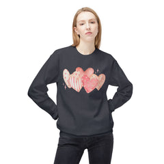 Heart Watercolor Crewneck Sweatshirt — Pink Hearts Graphic Pullover for Valentine’s Day