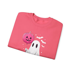 Pink Balloon Halloween Ghost Sweater | Unisex Crewneck Sweatshirt for Cozy Autumn Nights, Halloween Party, Spooky