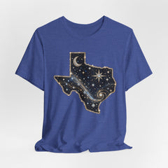 Texas Night Sky Tee — Celestial Moon & Stars State Graphic T-Shirt