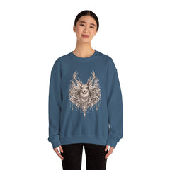 Deer Mandala Crewneck Sweatshirt — Vintage Stag Floral Graphic