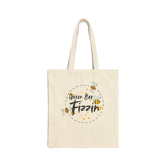 Queen Bee Fizzin Cotton Canvas Tote Bag, Eco-Friendly Shopper, Gift for Bee Lovers, Reusable Bag, Spring/Summer Accessory