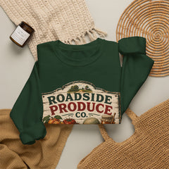 Roadside Produce Co. Crewneck Sweatshirt — Vintage Farmstand Graphic- Southern Heritage