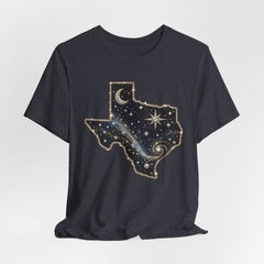 Texas Night Sky Tee — Celestial Moon & Stars State Graphic T-Shirt
