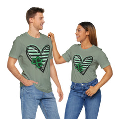 St. Patrick's Day Heart Tee - Unisex Jersey Short Sleeve Shirt with Clover Design