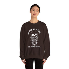 As Far As I Know, I'm Delightful Skeleton Sweatshirt, Crewneck, Halloween Outfit, Casual Wear, Cozy Gift