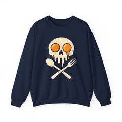 Skull & Fork Sweatshirt - Edgy Unisex Crewneck, Perfect for Food Lovers, Casual Wear, Halloween, Unique Gift