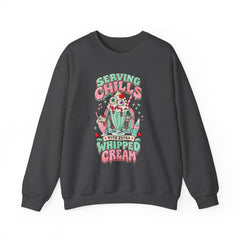 Halloween Sweatshirt — "Serving Chills with Extra Whipped Cream" Retro Ice Cream Graphic - BP