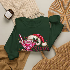 "Santa's Favorite Hot Mess" Sparkle Martini Holiday Christmas Crewneck
