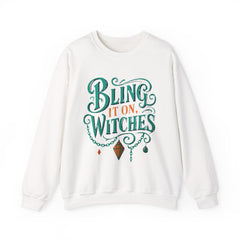 Bling It On, Witches Sweatshirt – Cozy Halloween Apparel, Unisex Crewneck, Spooky Season Fashion, Witchy Gifts, Fall Collection