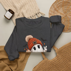Cozy Pumpkin Ghost Sweatshirt – Cute Halloween Fall Crewneck