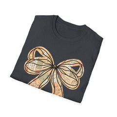 Vintage Newspaper Print Pen & Ink Bow T-Shirt