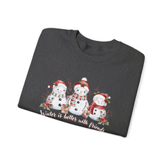 Winter is Better with Friends - Snowmen Crewneck Sweatshirt, Cozy Christmas Apparel, Holiday Festive Sweatshirt