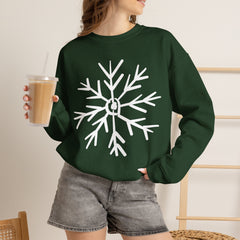 Cozy Snowflake Crewneck Sweatshirt for All Seasons |Hand drawn, Lounging, Holidays, Snow