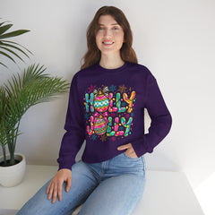 Holly Jolly Crewneck Gildan Sweatshirt — Colorful Christmas Ornament Holiday Sweater
