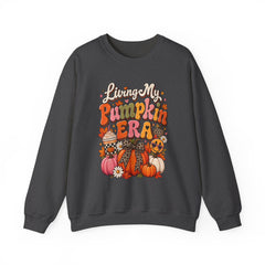 Pumpkin Era Crewneck Sweatshirt — "Living My Pumpkin Era" Fall Graphic Sweatshirt