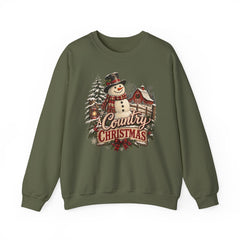 Country Christmas Sweatshirt — Vintage Snowman Holiday Crewneck