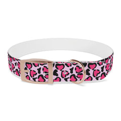 Dog Collar- Pink Leopard Print Hearts