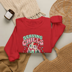 Halloween Sweatshirt — "Serving Chills with Extra Whipped Cream" Retro Ice Cream Graphic - BP