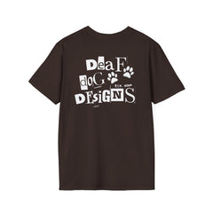 FB Rockstar Dog Unisex T-Shirt - Deaf Dogs Definitely Rock Upright Bass Design