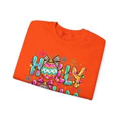 Holly Jolly Crewneck Gildan Sweatshirt — Colorful Christmas Ornament Holiday Sweater