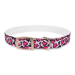 Dog Collar- Pink Leopard Print Hearts