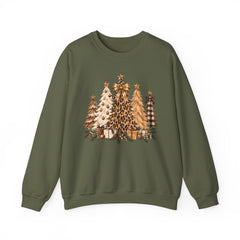 Leopard & Neutral Christmas Trees Crewneck Sweatshirt
