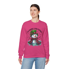 "I'm Having a Meltdown" Beautiful Melting Snowman Christmas Gildan Crewneck