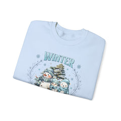 Winter Wonderland with Snowmen - Crewneck Sweatshirt -  Blue Design