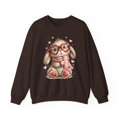 Cute Bunny Sweatshirt — Heart Glasses Bunny Crewneck, Cozy Valentine Pullover