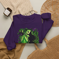 Witch Silhouette Forest Crewneck Sweatshirt – Green Gothic Witchy Art - Wicked