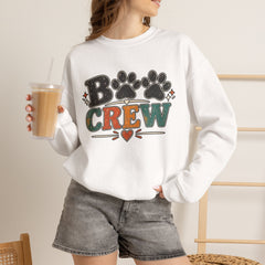Dog Crew Sweatshirt – "B Crew" Paw Print Graphic Crewneck
