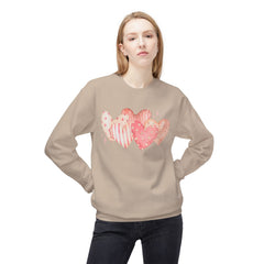 Heart Watercolor Crewneck Sweatshirt — Pink Hearts Graphic Pullover for Valentine’s Day