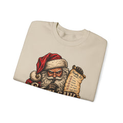 Santa Saw Everything Crewneck Sweatshirt — Vintage Naughty or Nice Christmas Sweater
