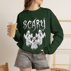 Scary Ghosts Unisex Crewneck Sweatshirt | Halloween Apparel, Spooky Sweatshirt, Ghost Theme, Gift for Halloween Lovers, Cozy Fall Fashion