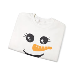 Happy Snowman Crewneck Sweatshirt | Winter Apparel, Christmas Gift, Cozy Sweater, Holiday Clothing, Carrot Nose Design