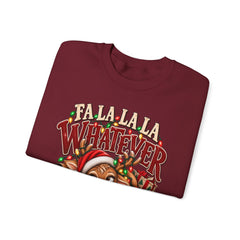 'Fa La La La Whatever' Cute Sleepy Reindeer Christmas Sweatshirt