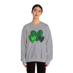 Green Heart Patterns Unisex Heavy Blend Crewneck Sweatshirt | St. Patrick's Day/Christmas