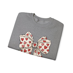 Valentine Heart Bow Sweatshirt — Cute Ribbon Graphic Crewneck
