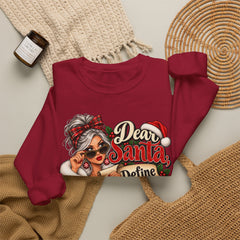 Christmas Sweatshirt - "Dear Santa Define Naughty" Festive Holiday Crewneck