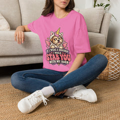"If I Were a Unicorn I Would Stab You With My Horn" Funny Graphic Tee