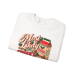 Eggnog Crewneck Sweatshirt – “Most Likely to Spike the Eggnog” Holiday Sweater