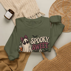 "Spooky Sweet Slightly Unhinged" Halloween Ghost Sweatshirt