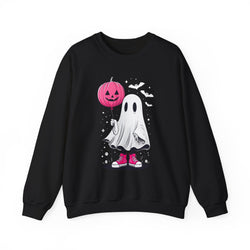 Pink Balloon Halloween Ghost Sweater | Unisex Crewneck Sweatshirt for Cozy Autumn Nights, Halloween Party, Spooky