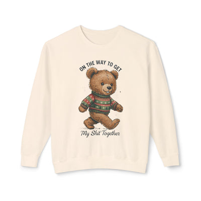 “On The Way To Get My Sh!t Together” Bear Sweatshirt — Cute Vintage Teddy Graphic Comfort Colors Crewneck