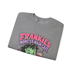 Frankie’s Monstermash Café Sweatshirt — Retro Cute Frankenstein Milkshake Halloween Crewneck